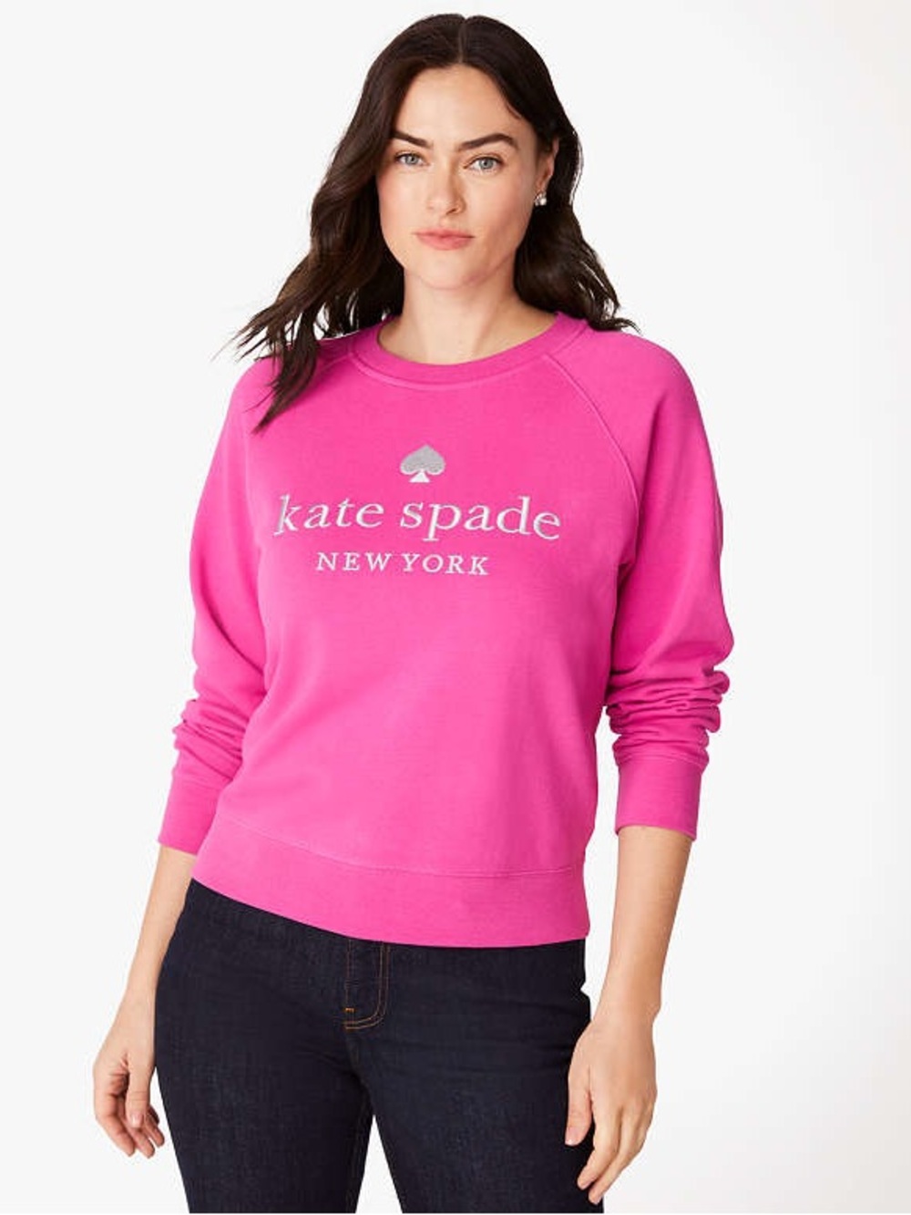 NWT Kate Spade New York Embroidered Logo Sweatshirt Hot Pink XL
